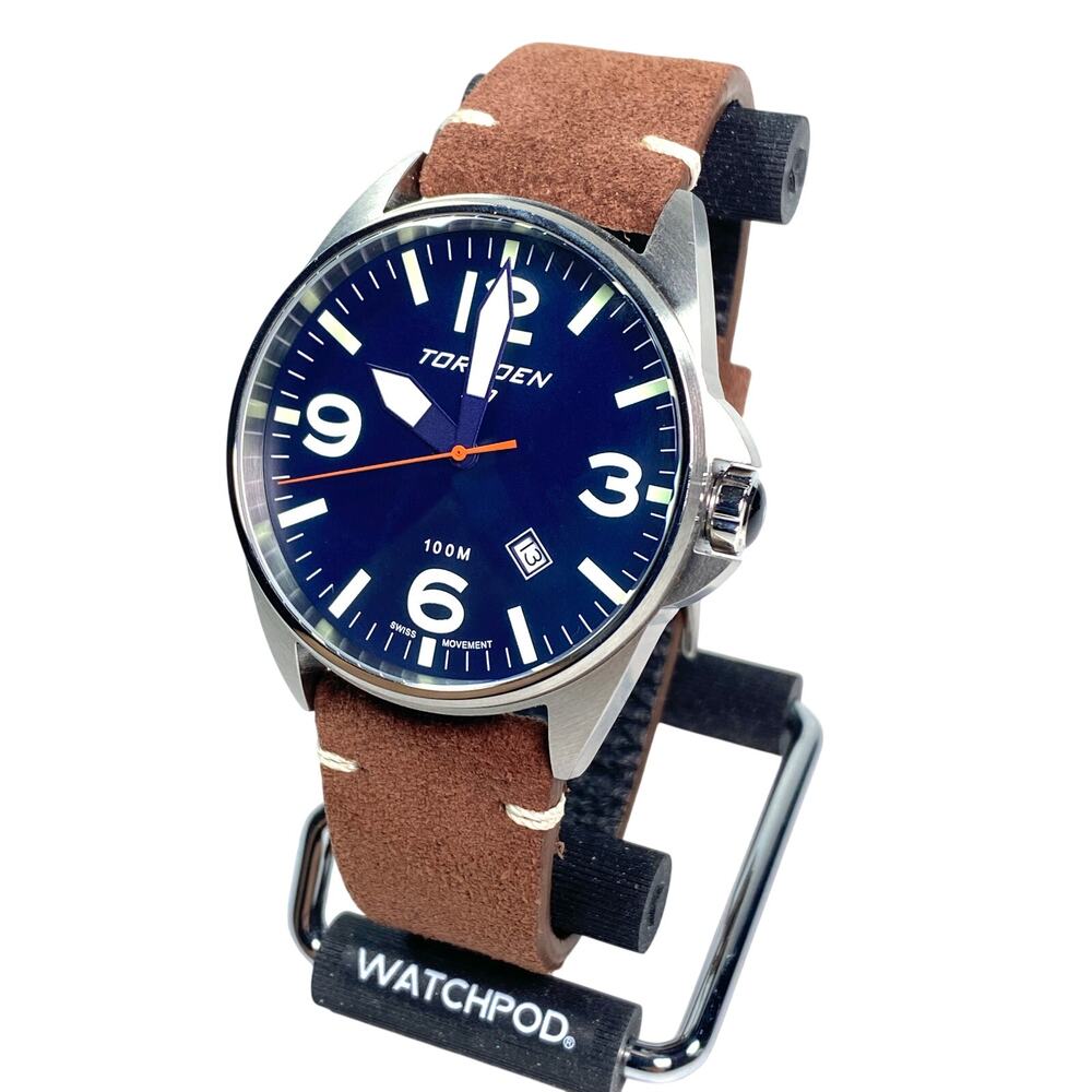 Torgoen T10 Series Pilot Watch Swiss Ronda Movement Mens 44mm Sapphire Aviation